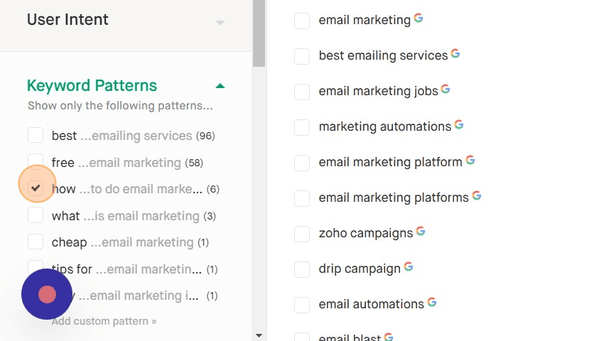 Select the How-to keywords